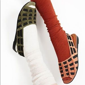 FREE PEOPLE Army Green Suede Swift Sandal Flats